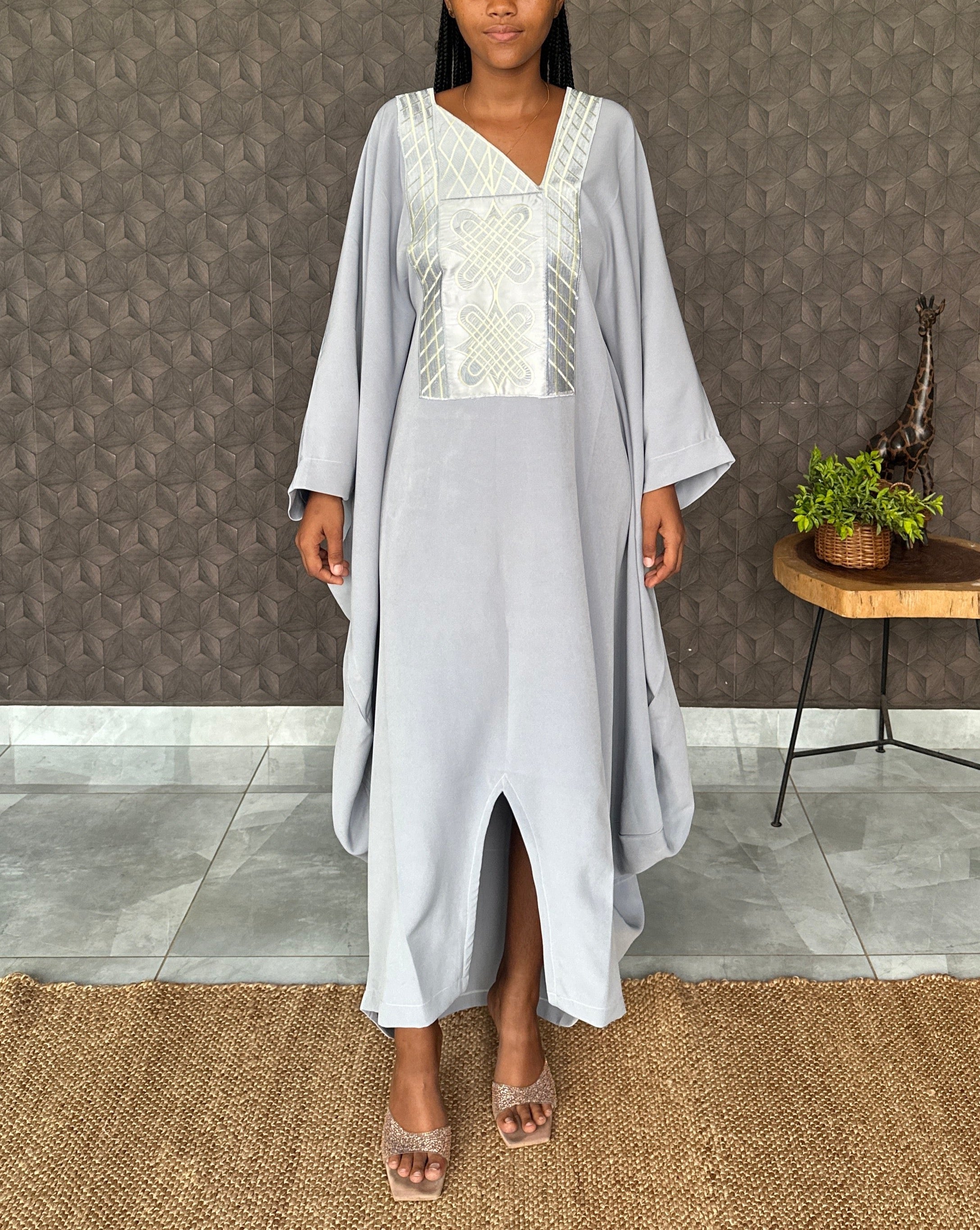 Grey Embroidered Bubu