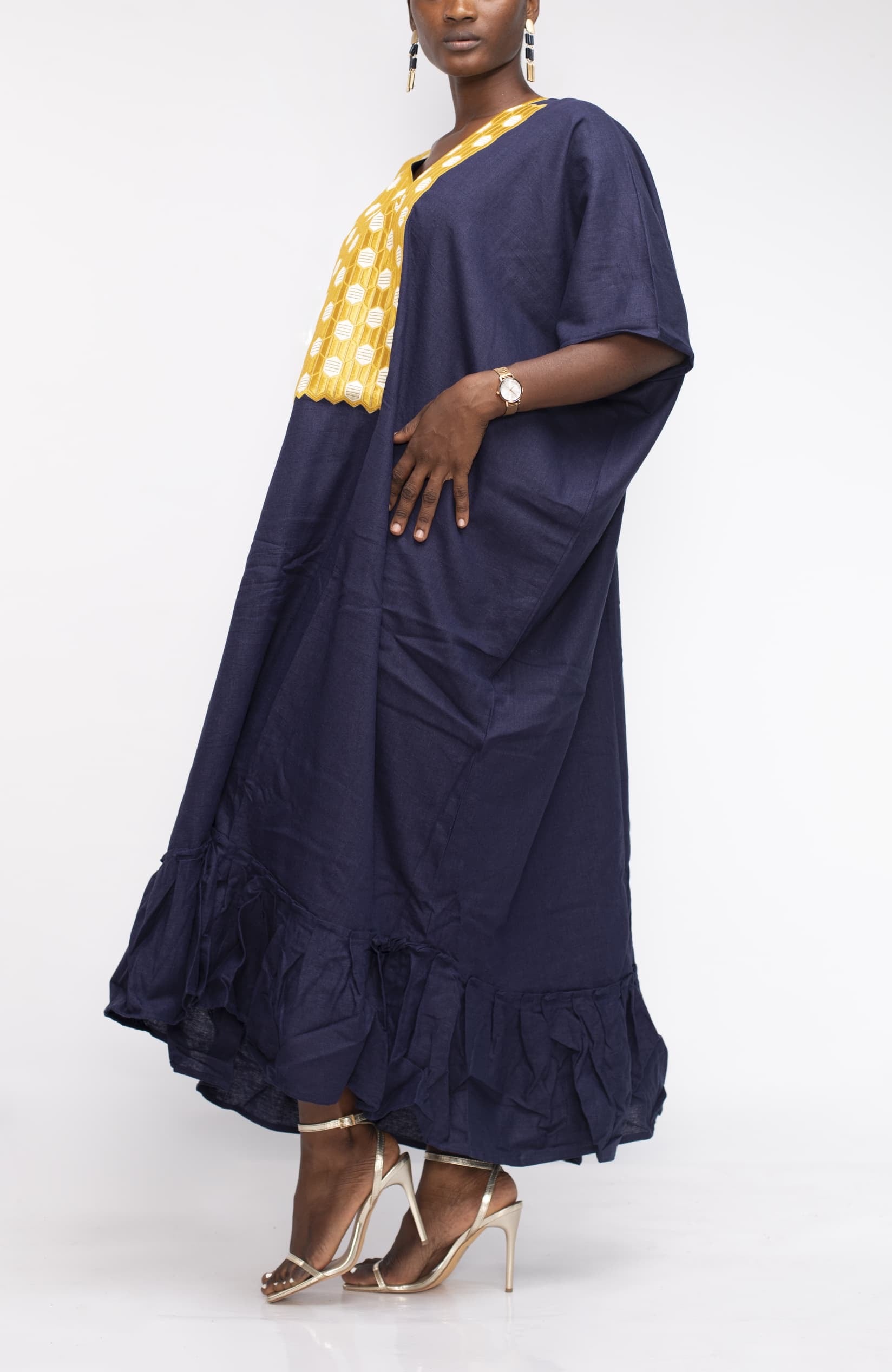 Linen Bubu in Navy Blue