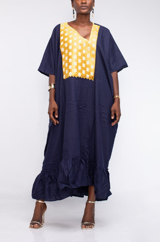 Linen Bubu in Navy Blue