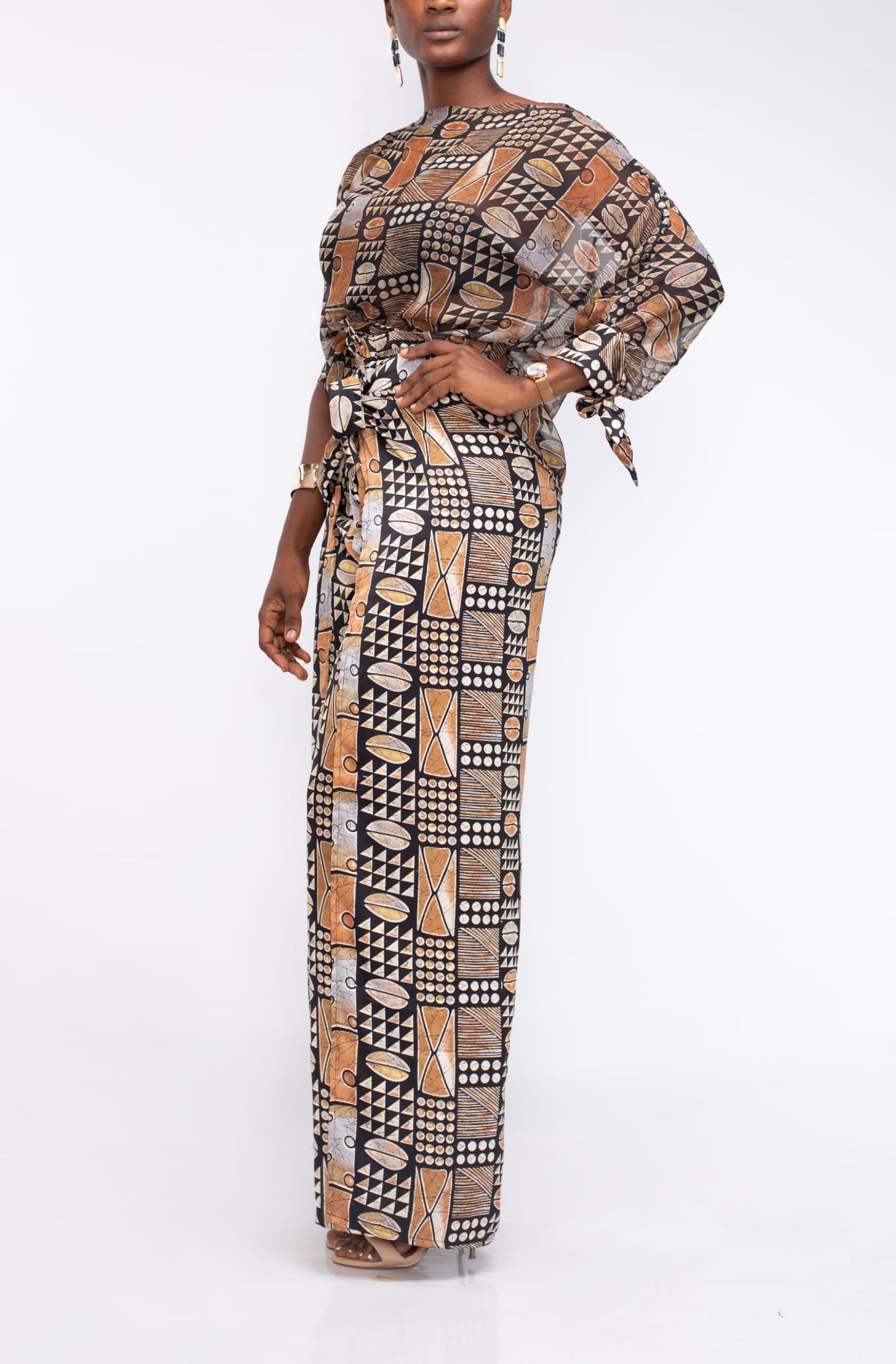 African Print Co-ord Set in Satin