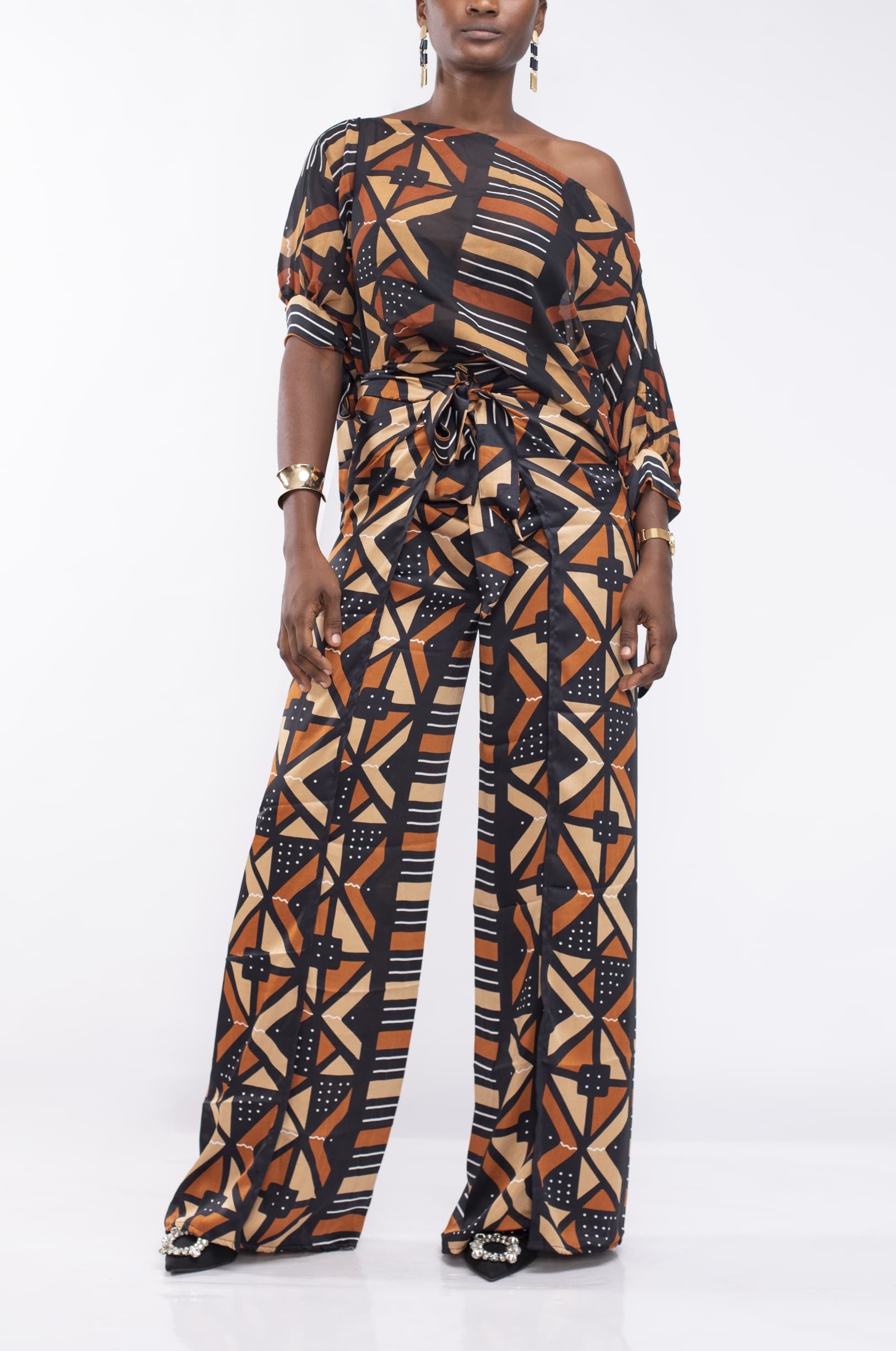 African Print Co-ord Set in Satin