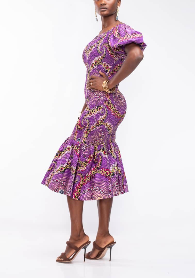 Midi Dress in Pink Ankara Fabric