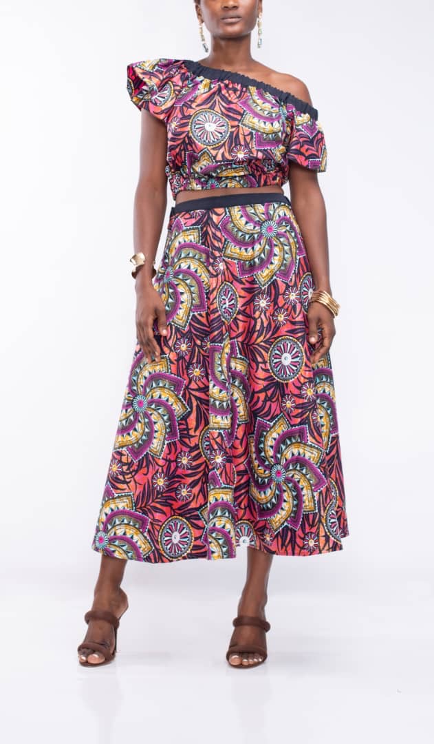 Skirt Co-Ord in Pink Ankara Fabric