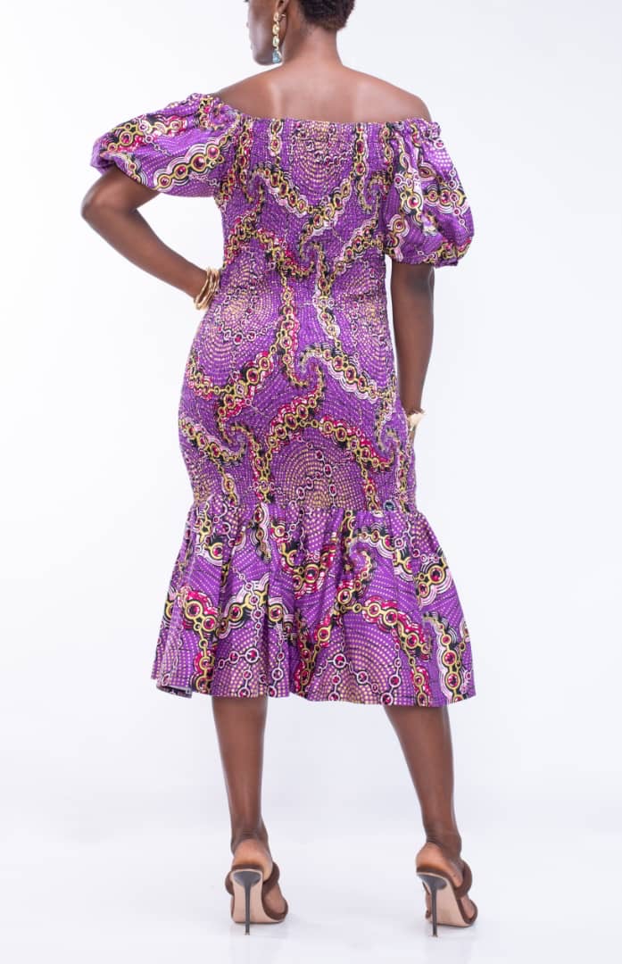 Midi Dress in Pink Ankara Fabric