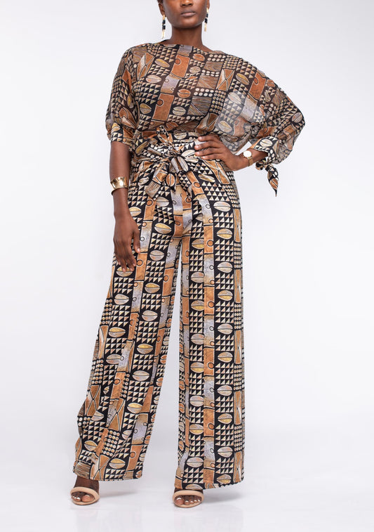 African Print Co-ord Set in Satin