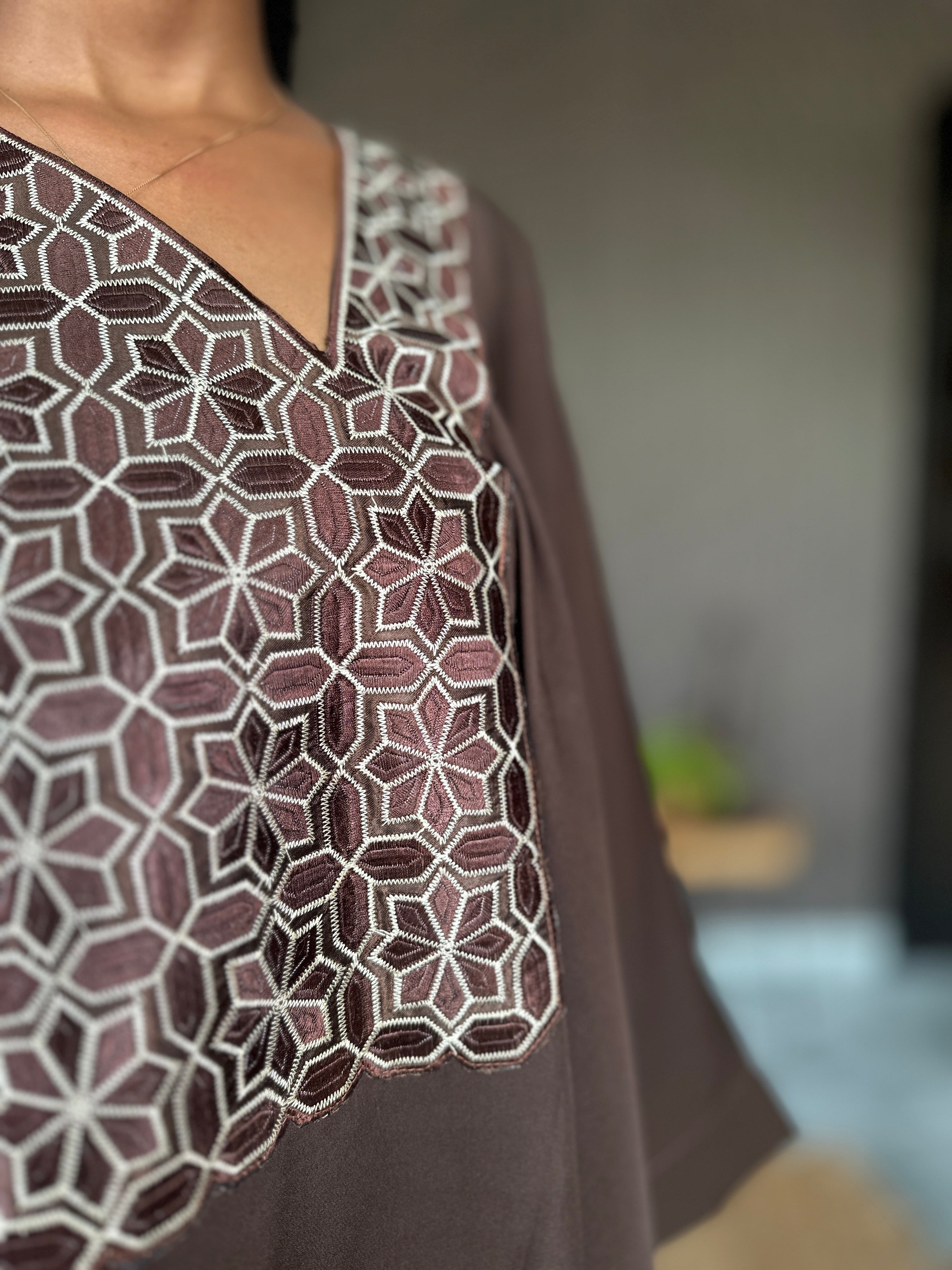 Chocolate Brown Embroidered Bubu