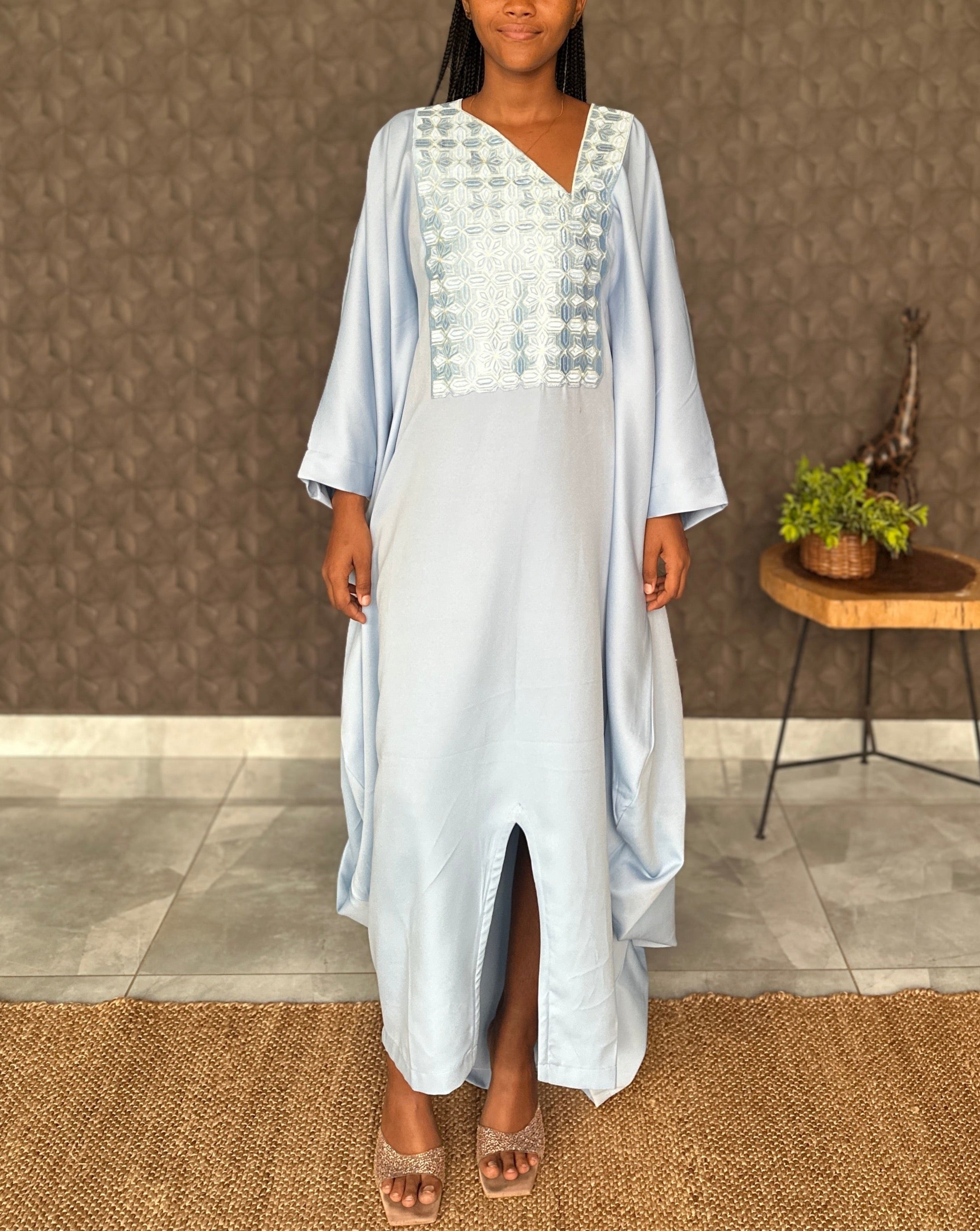 Light Blue Embroidered Bubu