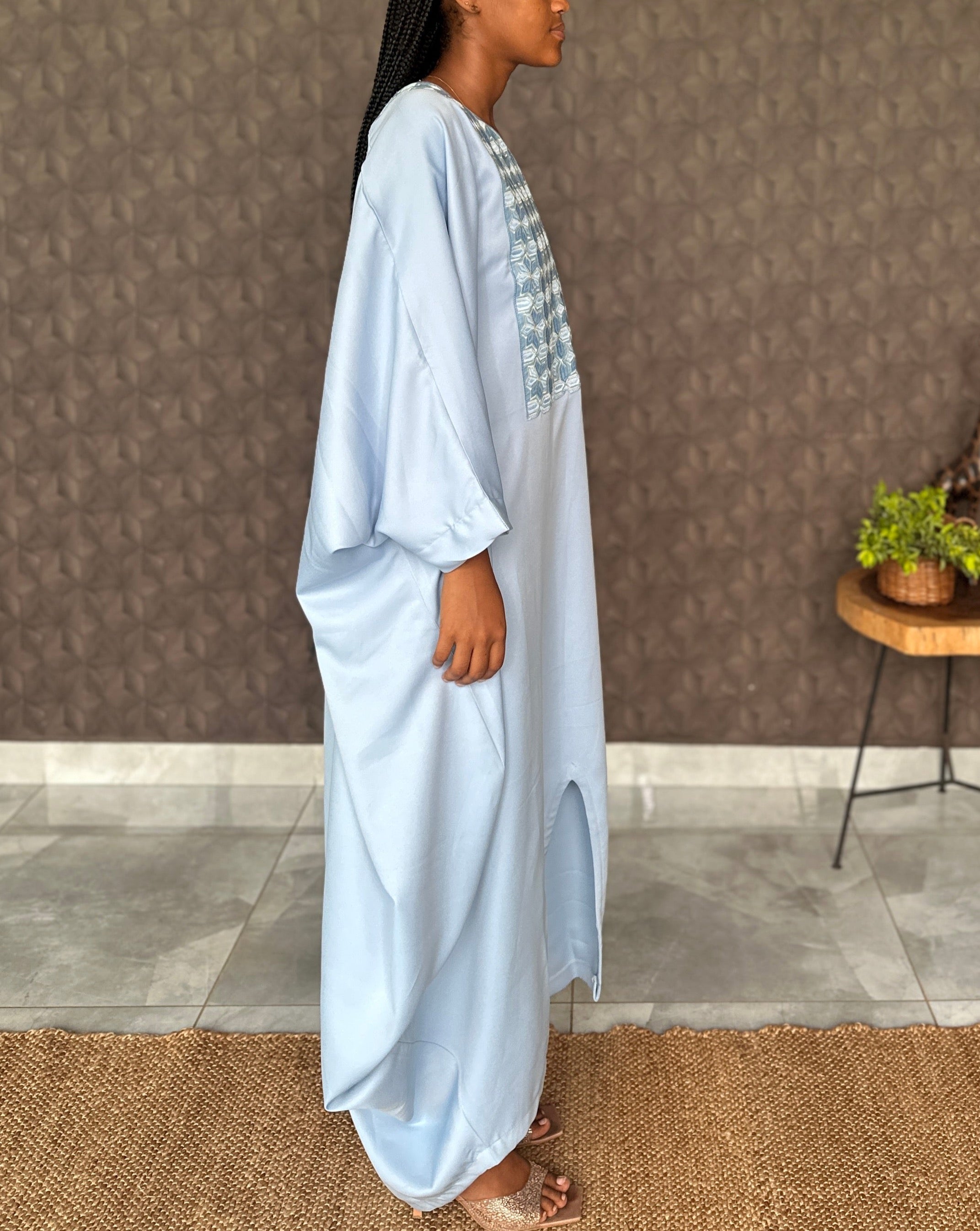 Light Blue Embroidered Bubu