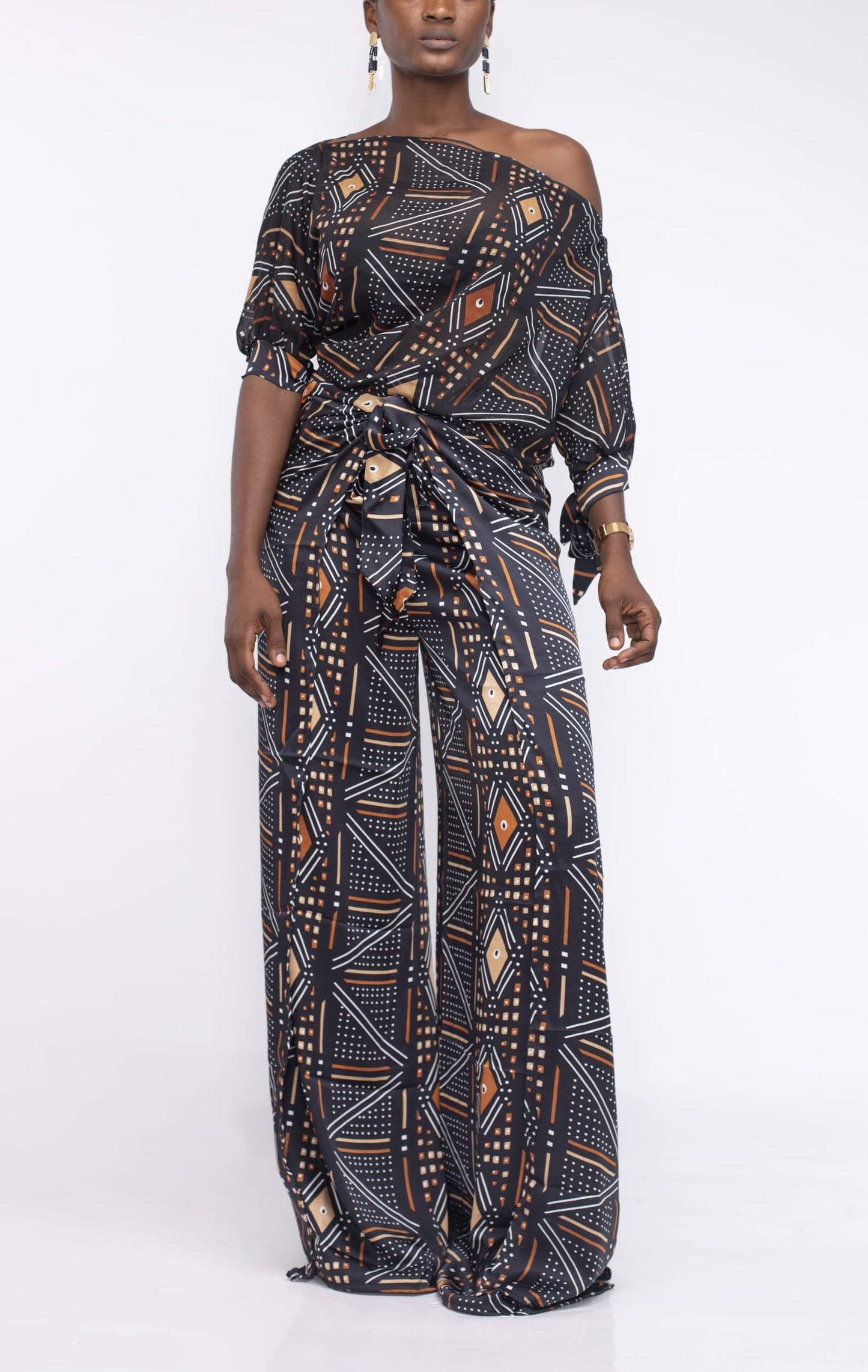 African Print Co-ord Set in Satin